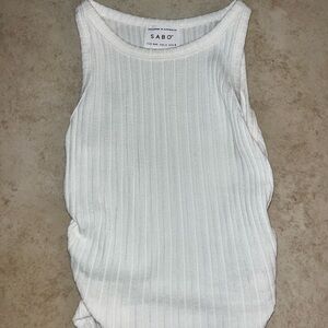 XXS SABO white top White Ribbed Women's Tank Top